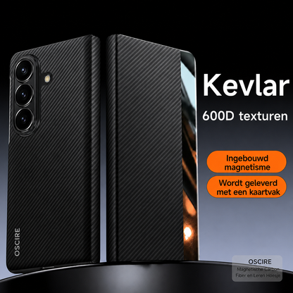 Galaxy Z Fold Magnetische Carbon FIber en Leren Hoesje