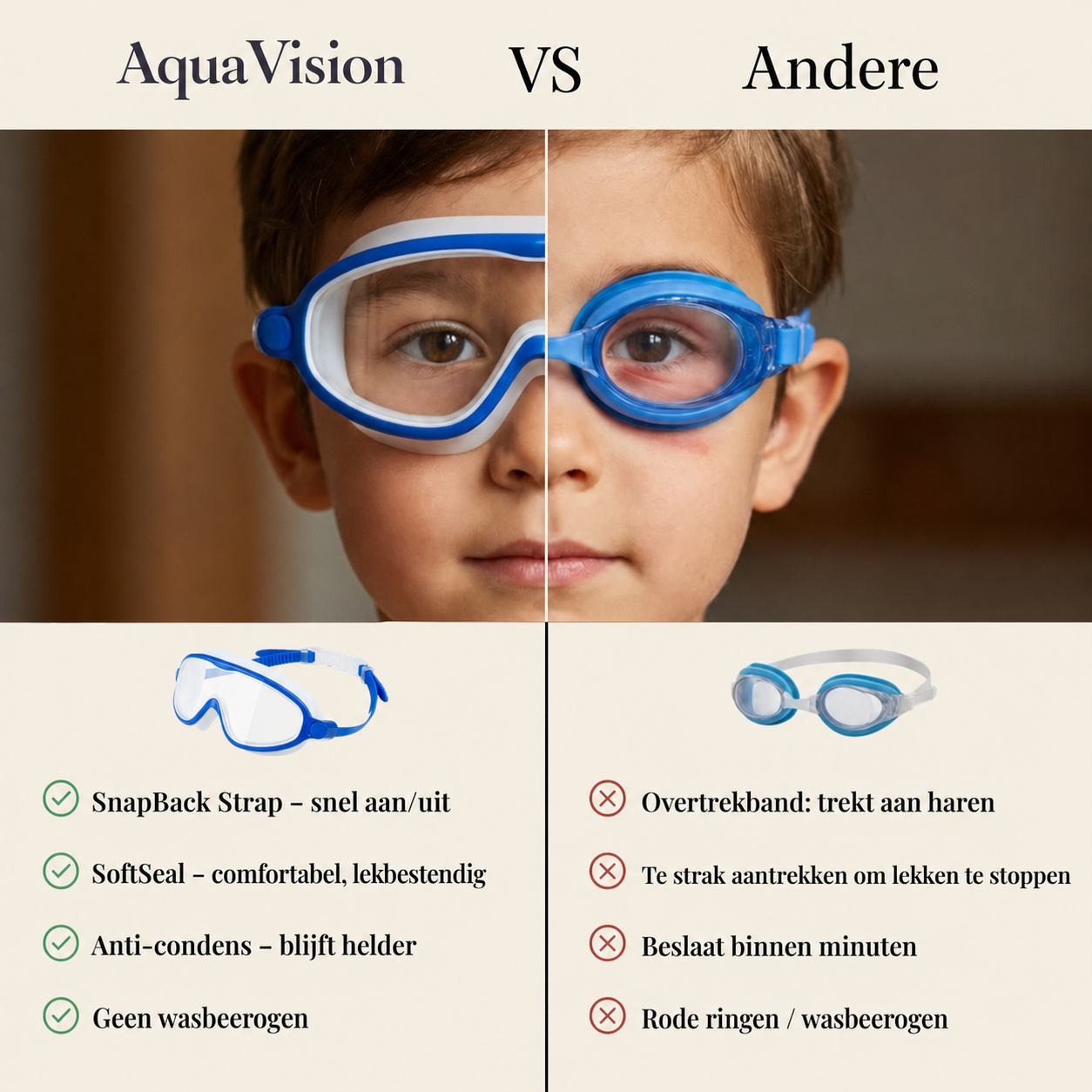 AquaVision | Kinderzwembril met neusbrug
