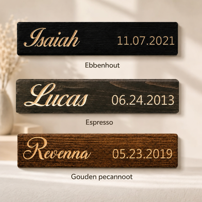 NameSlatGift | Gegraveerde grenen naamplank