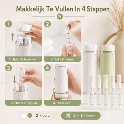 PourPod 4-in-1 doseerfles voor op reis