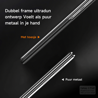 Galaxy Z Fold Magnetische Carbon FIber en Leren Hoesje