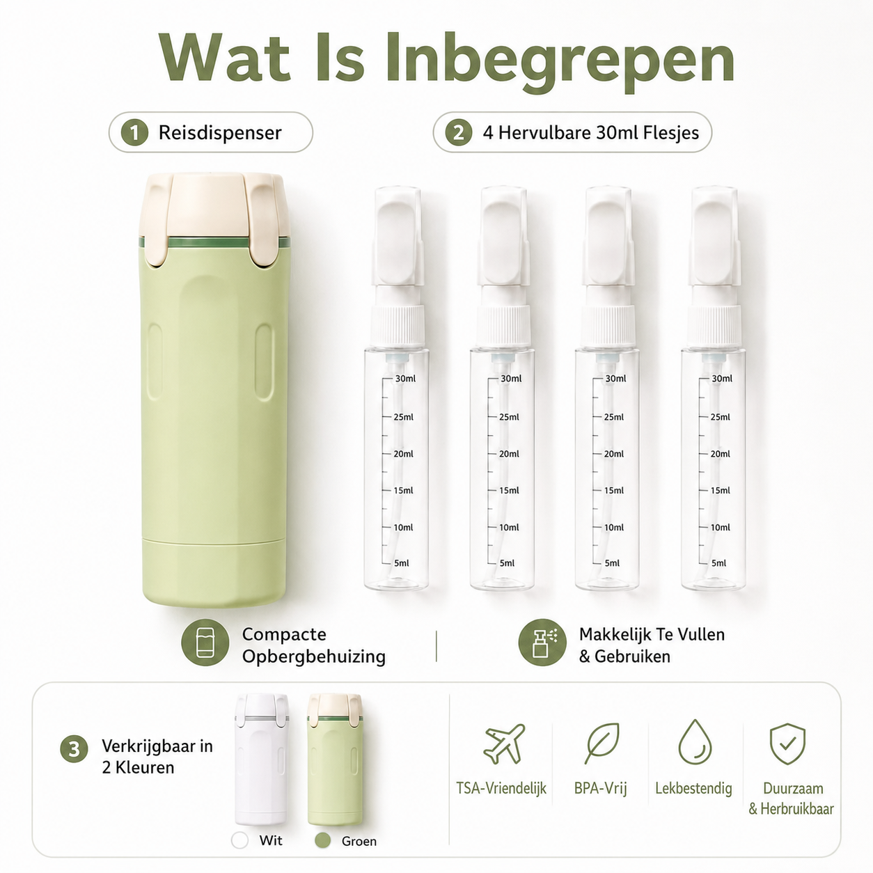 PourPod 4-in-1 doseerfles voor op reis