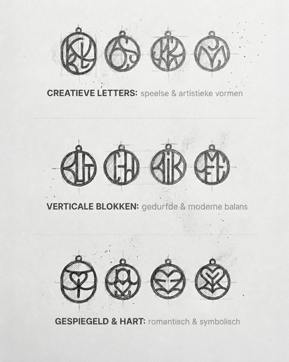 Family Initalen Ketting | Verweven monogram-hanger