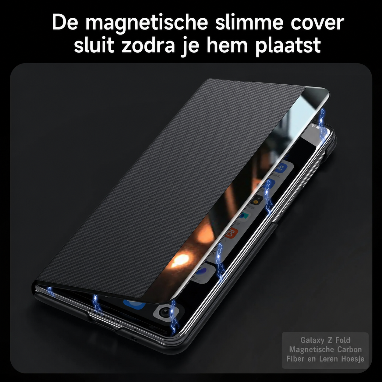Galaxy Z Fold Magnetische Carbon FIber en Leren Hoesje