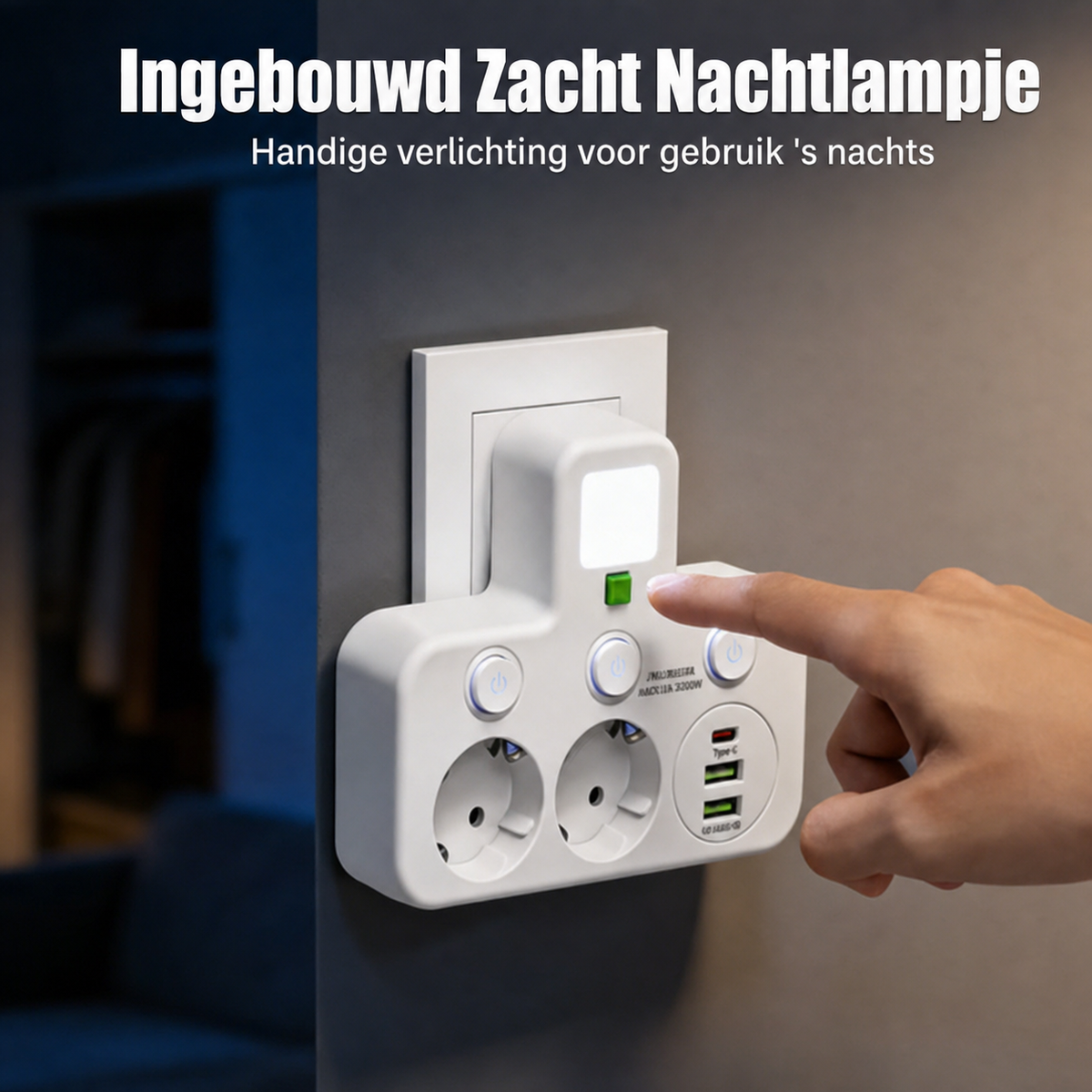 PowerHub | Wandstekker met 4 stopcontacten