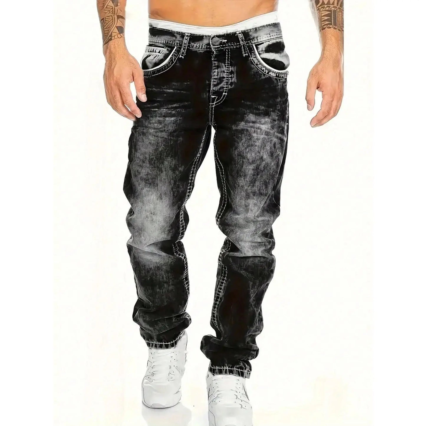 StreetDenim | Vintage-washed straight jeans