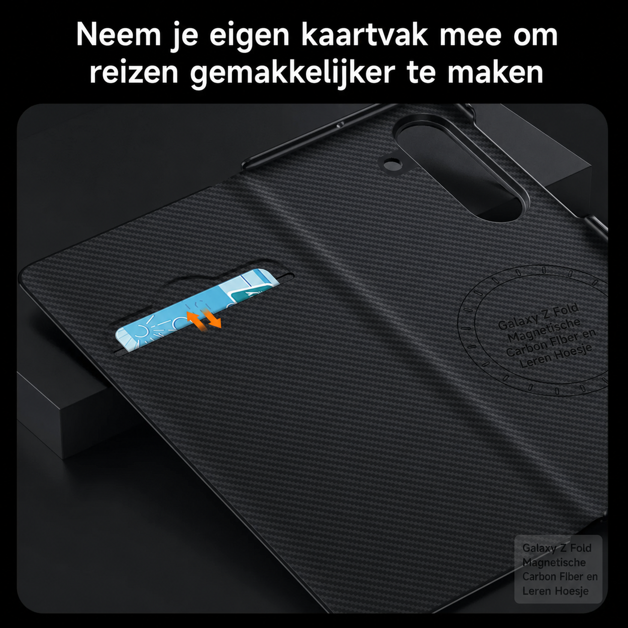 Galaxy Z Fold Magnetische Carbon FIber en Leren Hoesje