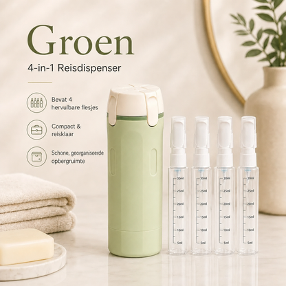PourPod 4-in-1 doseerfles voor op reis