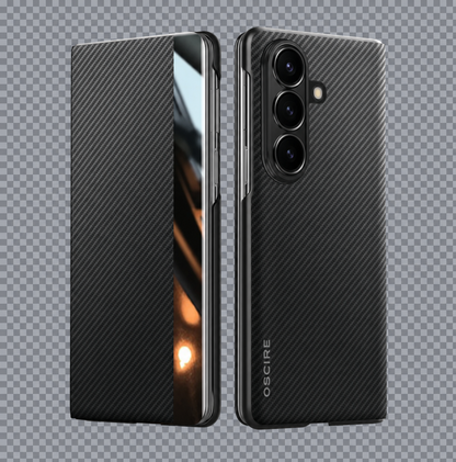 Galaxy Z Fold Magnetische Carbon FIber en Leren Hoesje