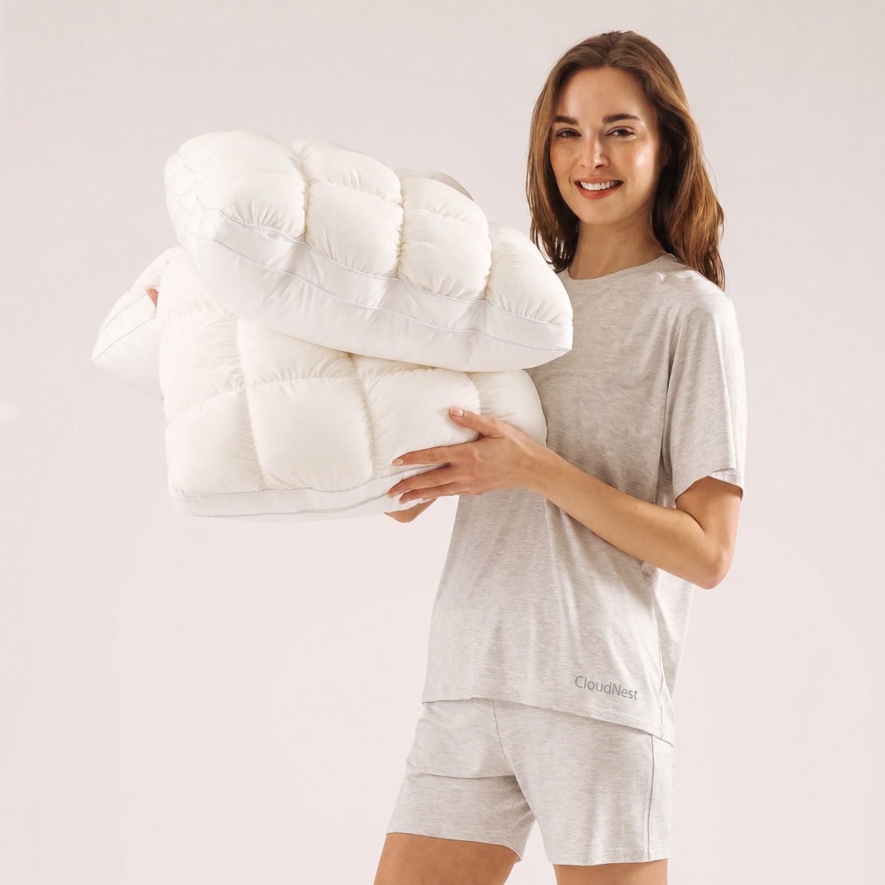 CloudNest | Quilted puff-grid kussen