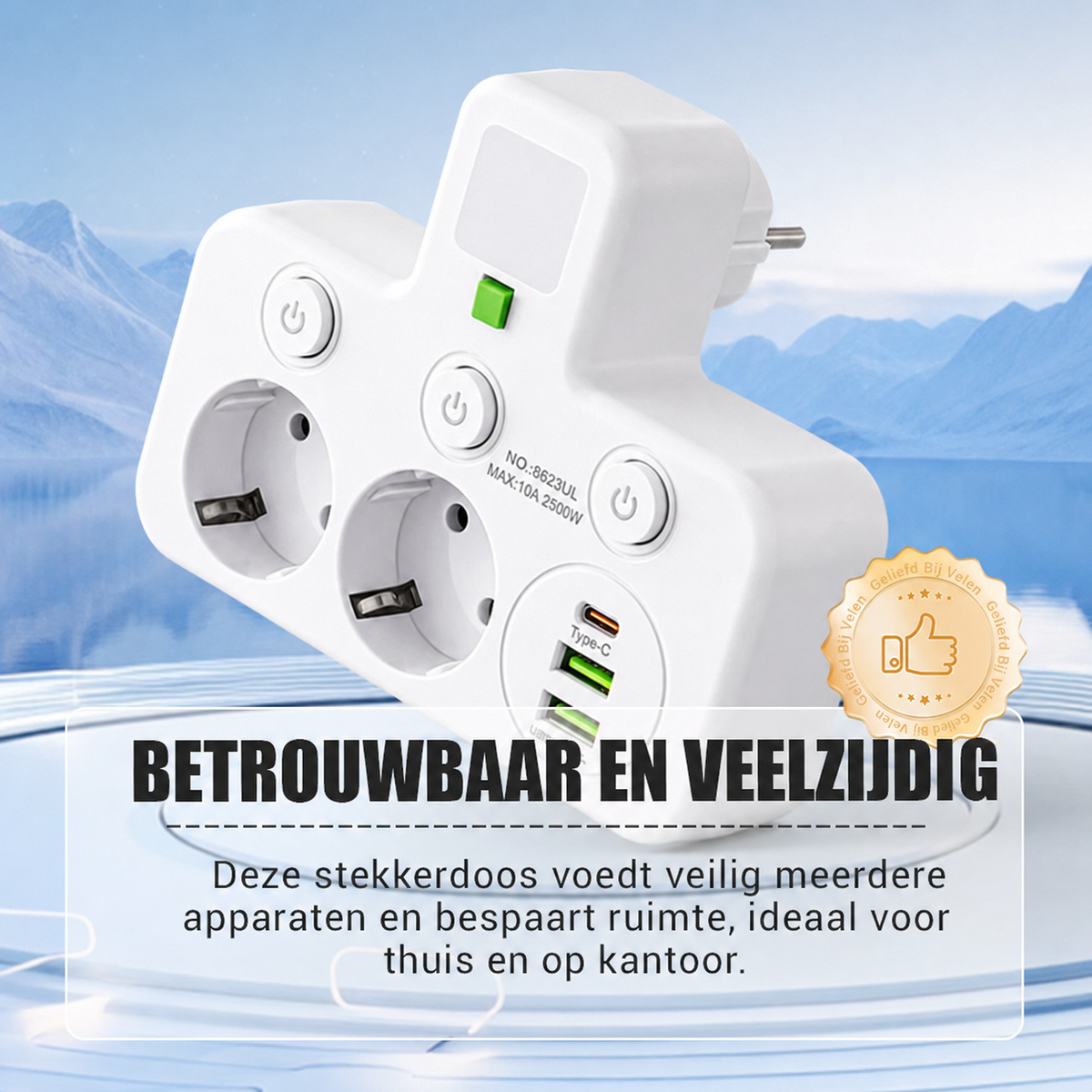 PowerHub | Wandstekker met 4 stopcontacten