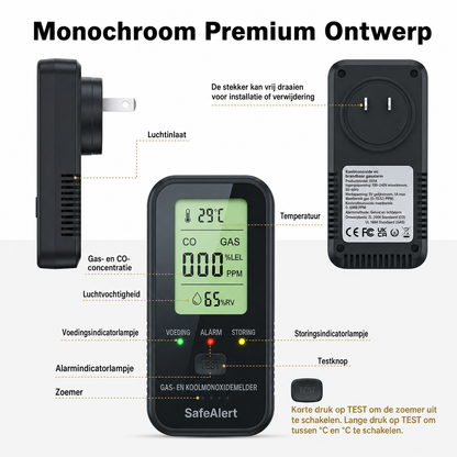 SafeAlert | 4-in-1 gas- en CO-melder