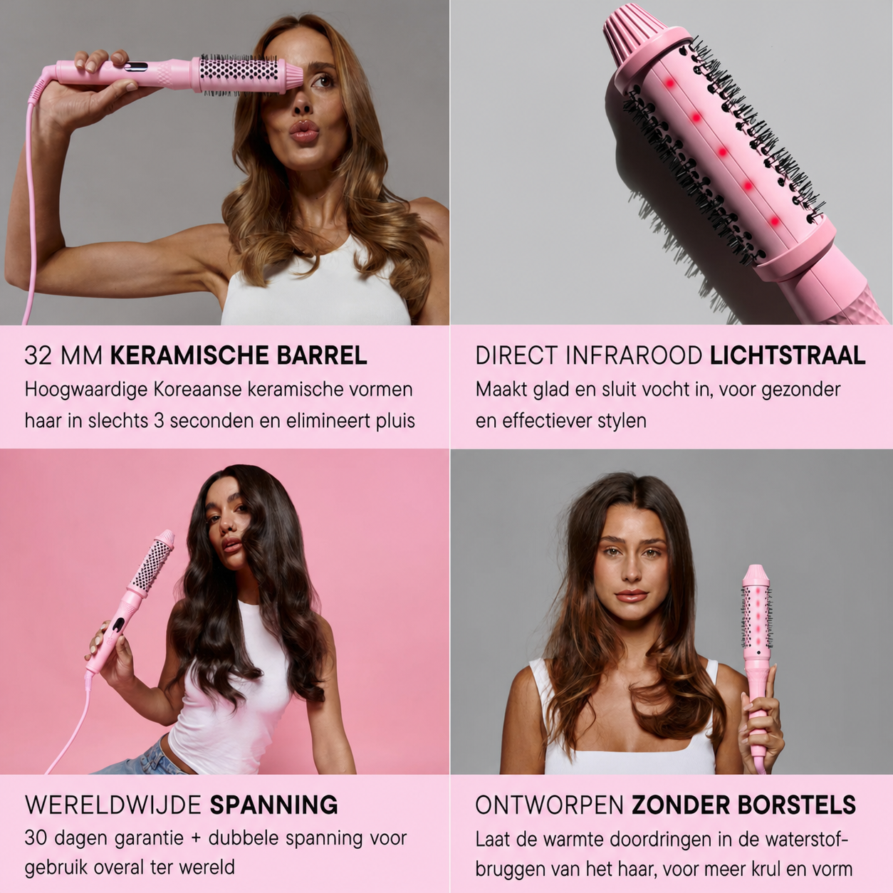 GlowBrush | Maakt snel en eenvoudig glad en steil haar mogelijk