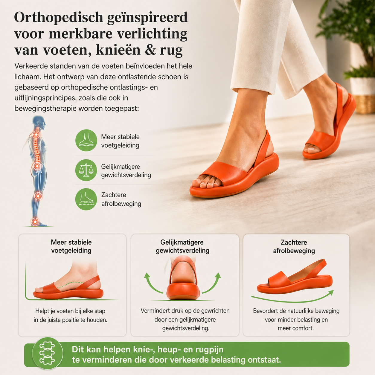FlexiStep | Voorgevormd voetbed-sandaal