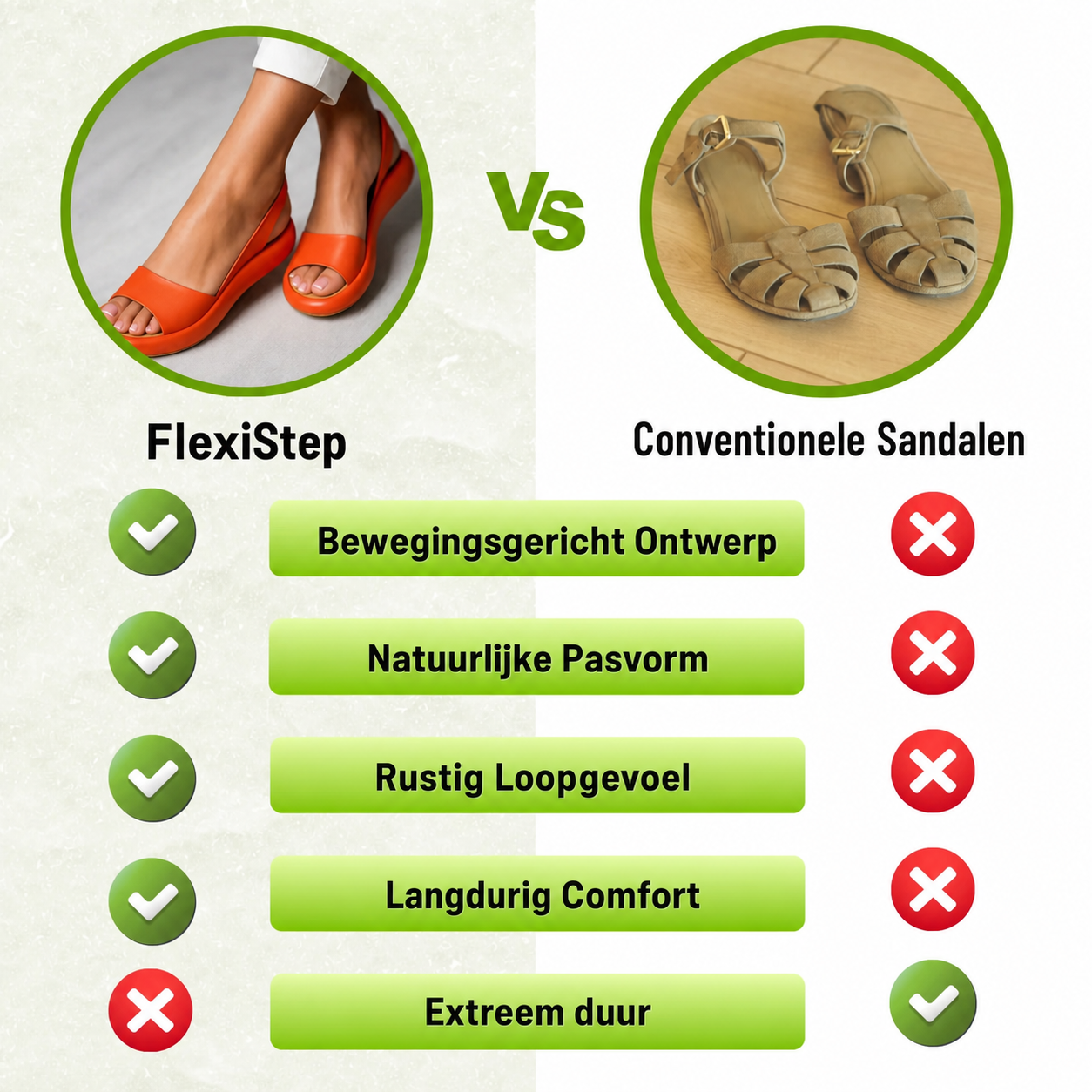 FlexiStep | Voorgevormd voetbed-sandaal
