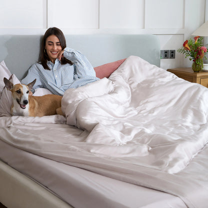 FURRFREE Bamboe Dekbedovertrek – Huisdierhaar-afstotend voor gezinnen met honden of katten