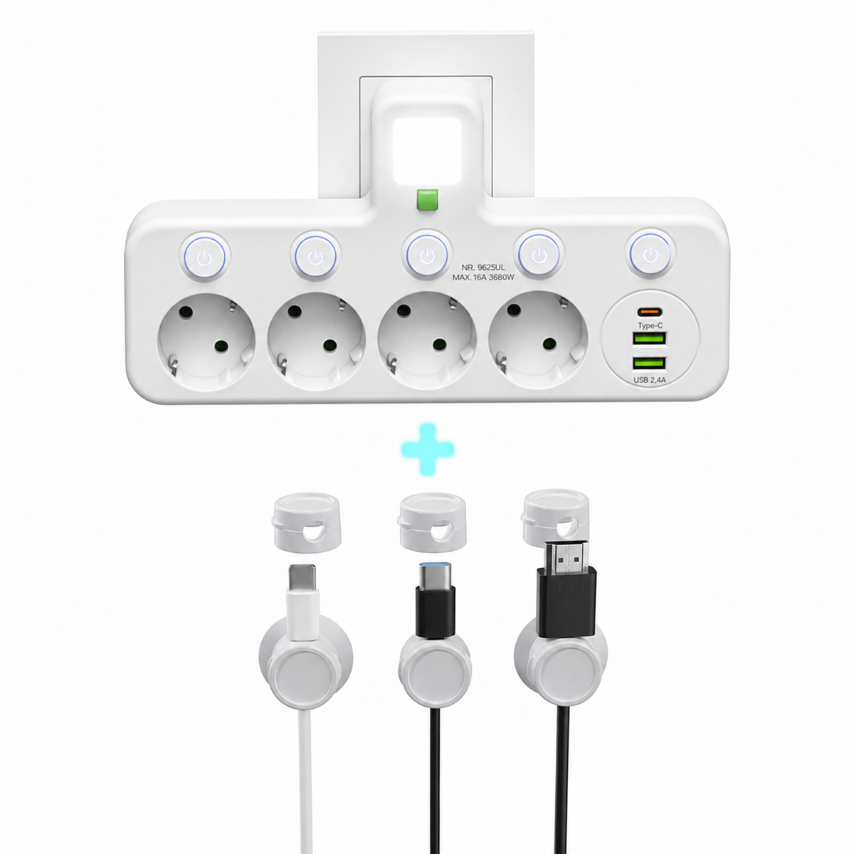 PowerHub | Wandstekker met 4 stopcontacten