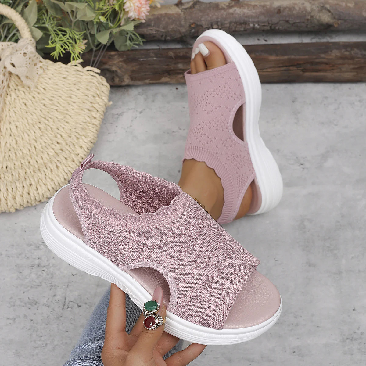 StrickComfort | Gebreide plateausandaal