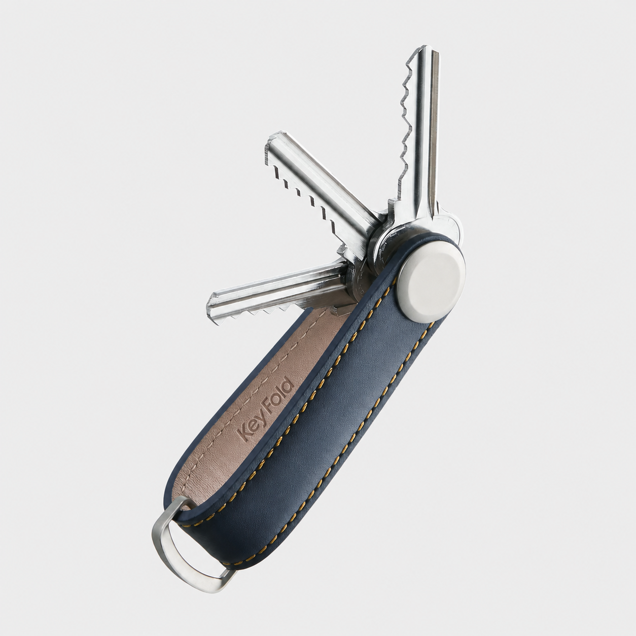 Marineblauw met camel stiksel