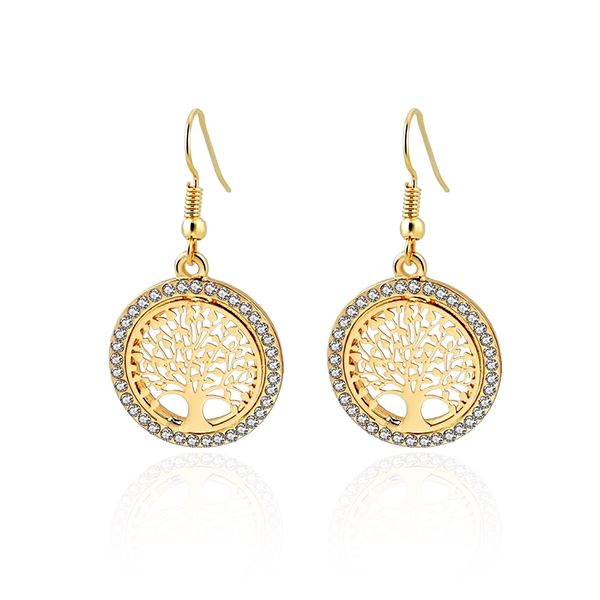 Boom des Levens Oorbellen – Verguld met Strass
