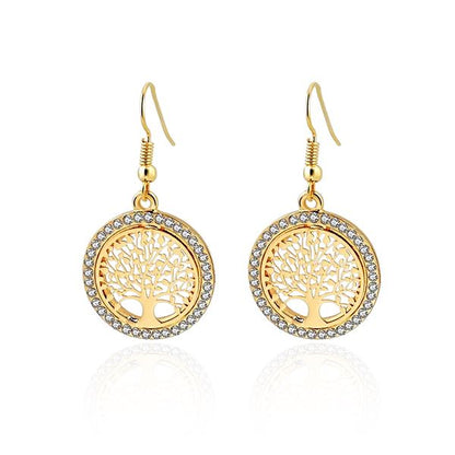 Boom des Levens Oorbellen – Verguld met Strass