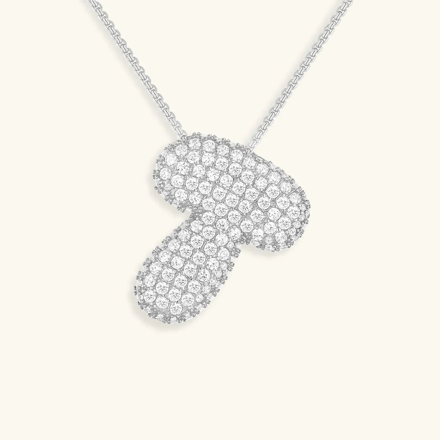 Ketting met diamant en initiaal in 'bubble'-stijl