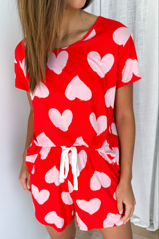 SoftEase | Ultracomfortabele Lounge & Slaap Set - Roze Hartjes