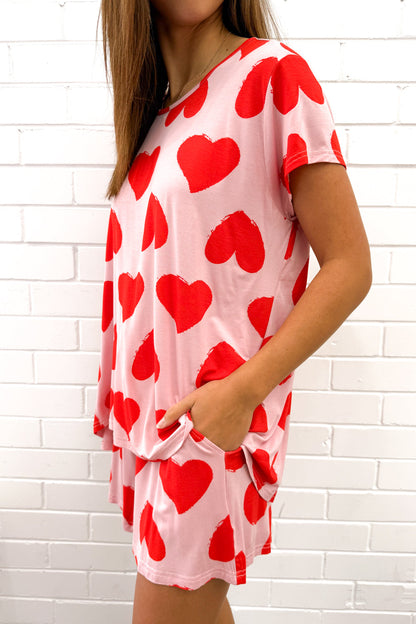 SoftEase | Ultracomfortabele Lounge & Slaap Set - Rode Hartjes