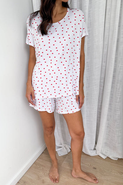 SoftEase | Ultracomfortabele Lounge & Slaap Set - Rode Minihartjes