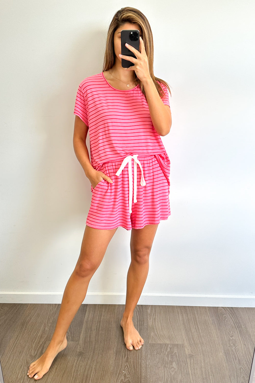 SoftEase | Ultracomfortabele Lounge & Slaap Set - Roze Rode Strepen