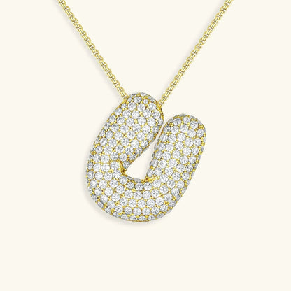 Ketting met diamant en initiaal in 'bubble'-stijl