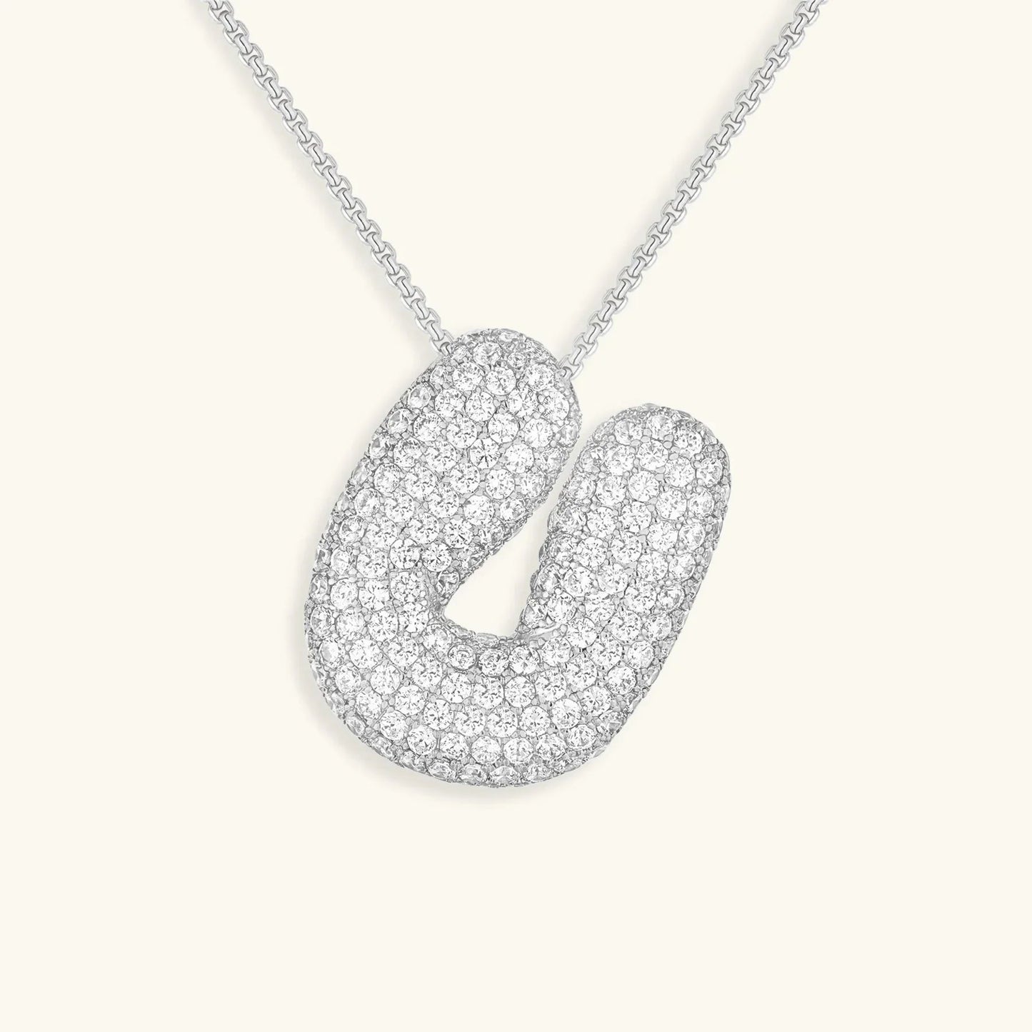 Ketting met diamant en initiaal in 'bubble'-stijl