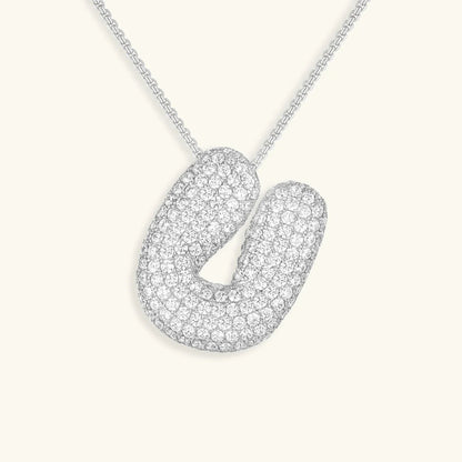 Ketting met diamant en initiaal in 'bubble'-stijl