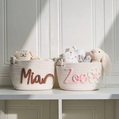 Luxe Gebreide Babymand met Naam – Effen & Multicolor