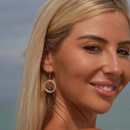 Boom des Levens Oorbellen – Verguld met Strass