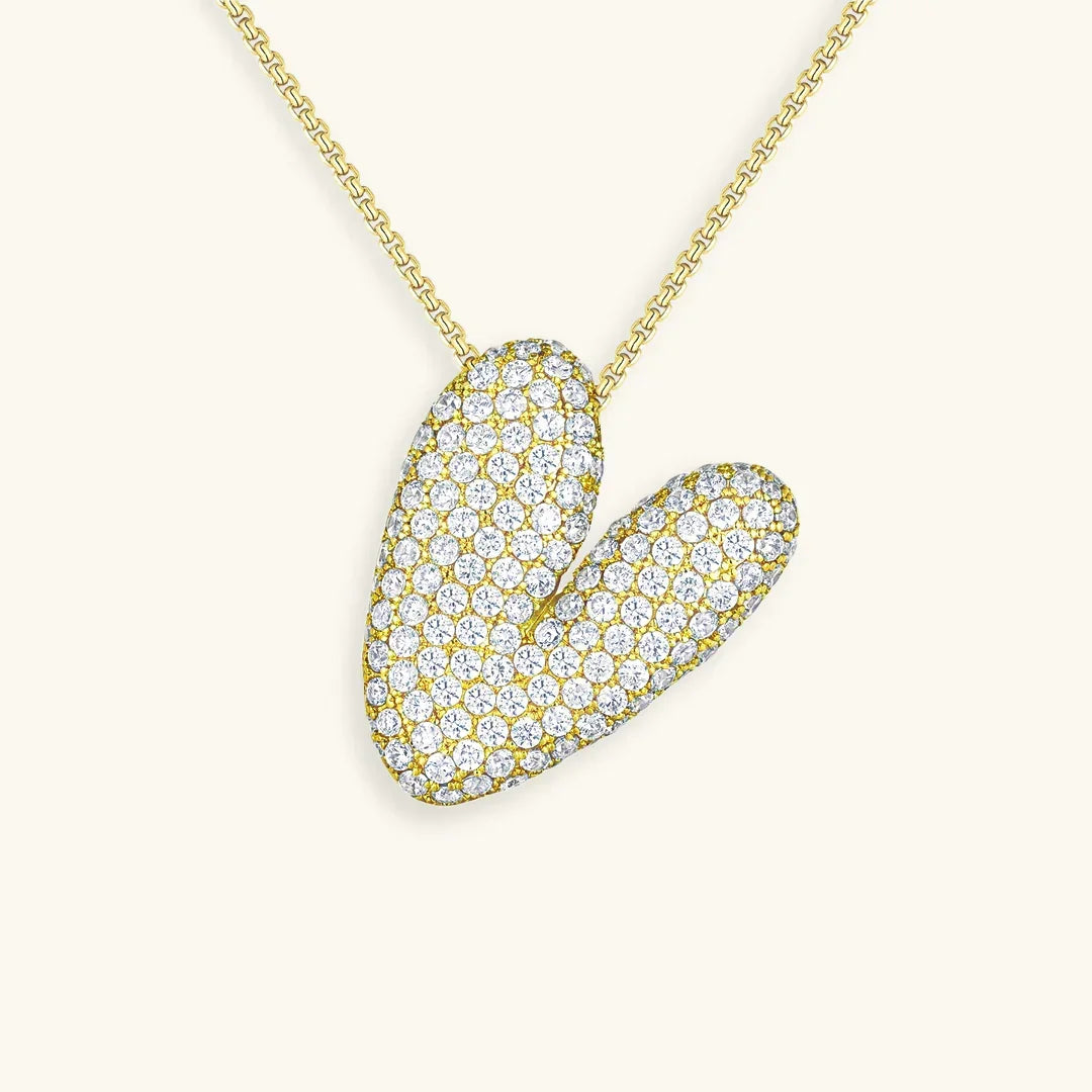 Ketting met diamant en initiaal in 'bubble'-stijl