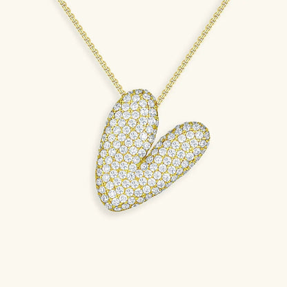 Ketting met diamant en initiaal in 'bubble'-stijl