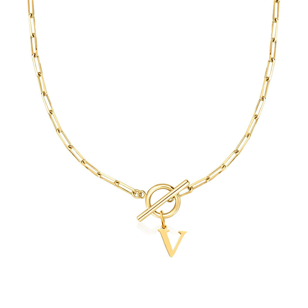ClaspCircle | Paperclip Schakel ketting met initiaal