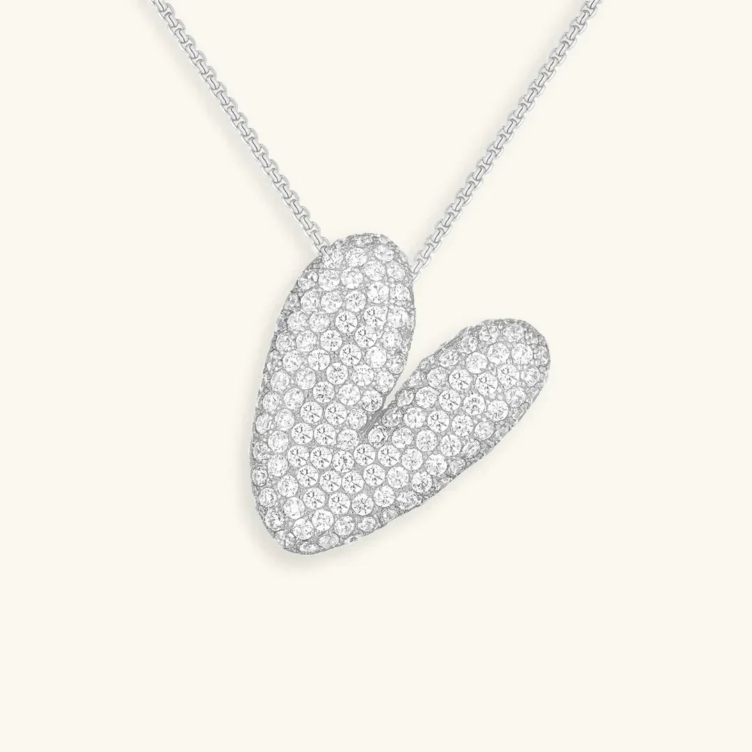 Ketting met diamant en initiaal in 'bubble'-stijl