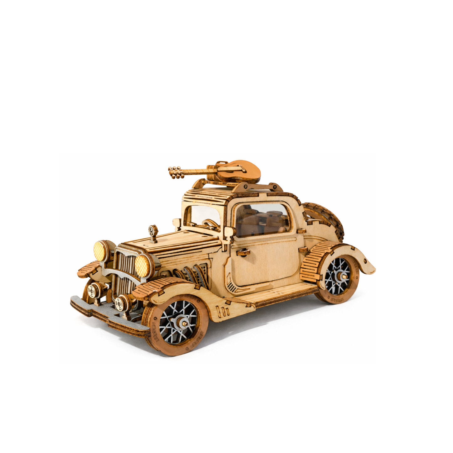 Vintage auto met gitaar