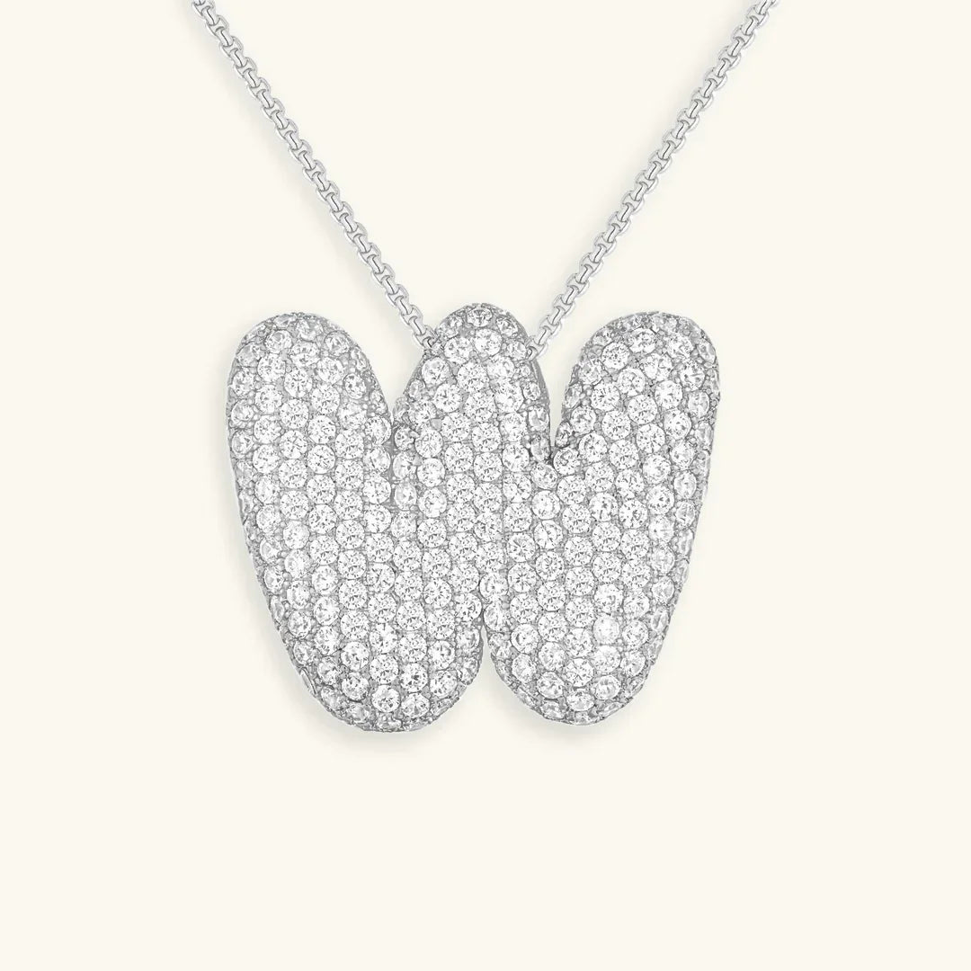 Ketting met diamant en initiaal in 'bubble'-stijl