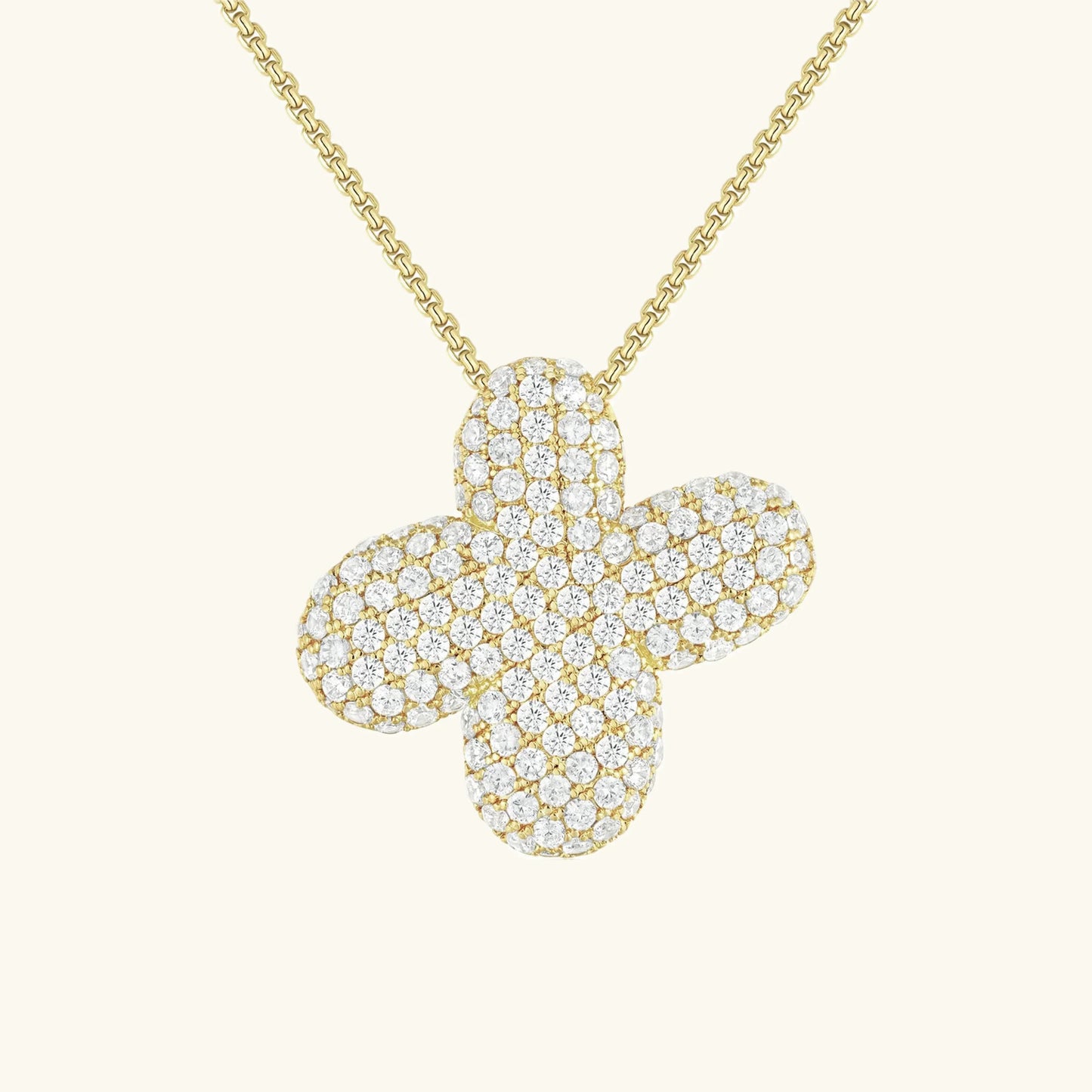 Ketting met diamant en initiaal in 'bubble'-stijl