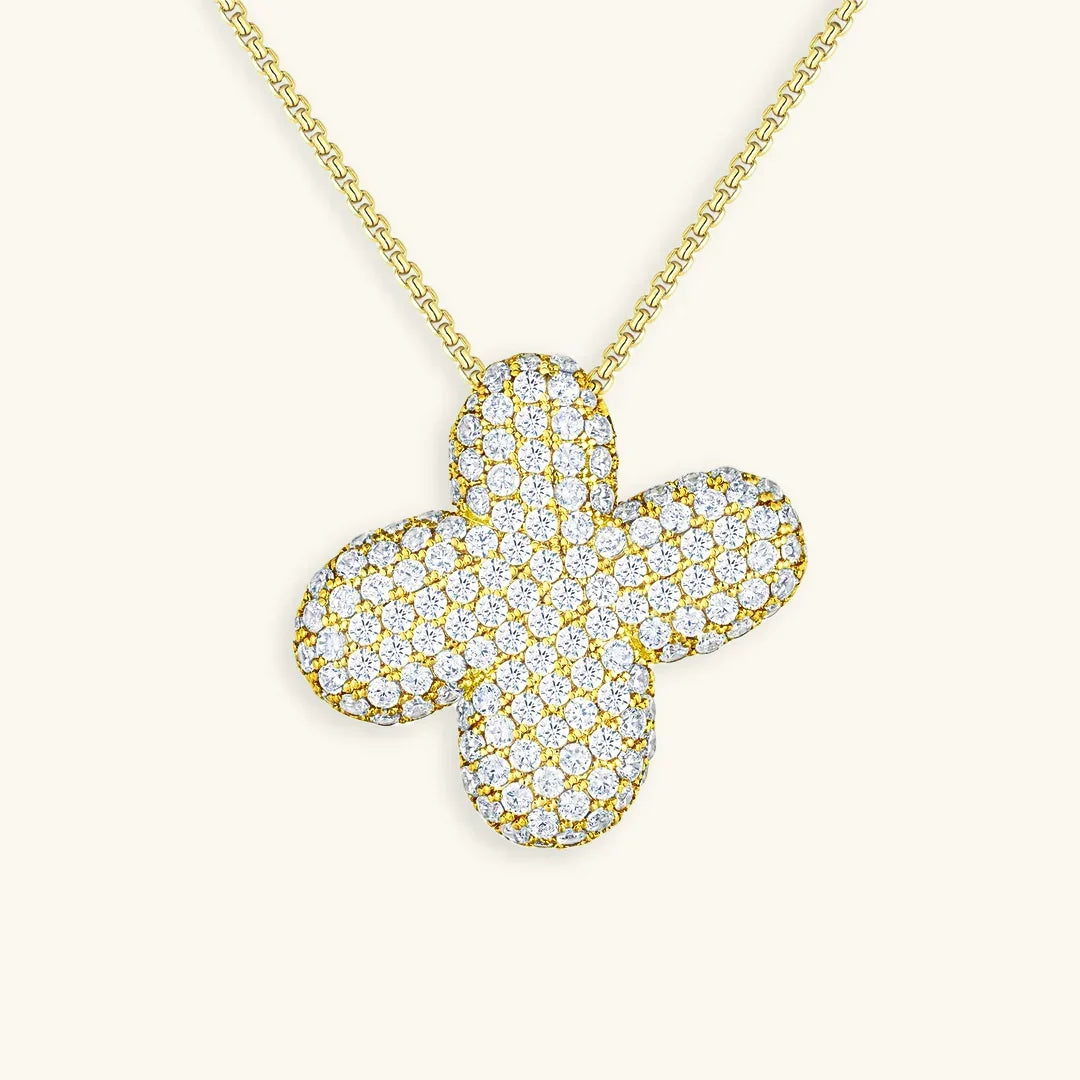 Ketting met diamant en initiaal in 'bubble'-stijl