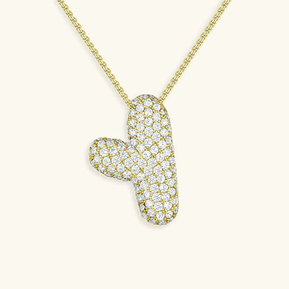 Ketting met diamant en initiaal in 'bubble'-stijl