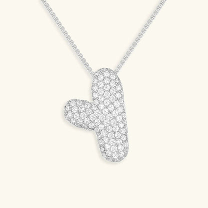 Ketting met diamant en initiaal in 'bubble'-stijl