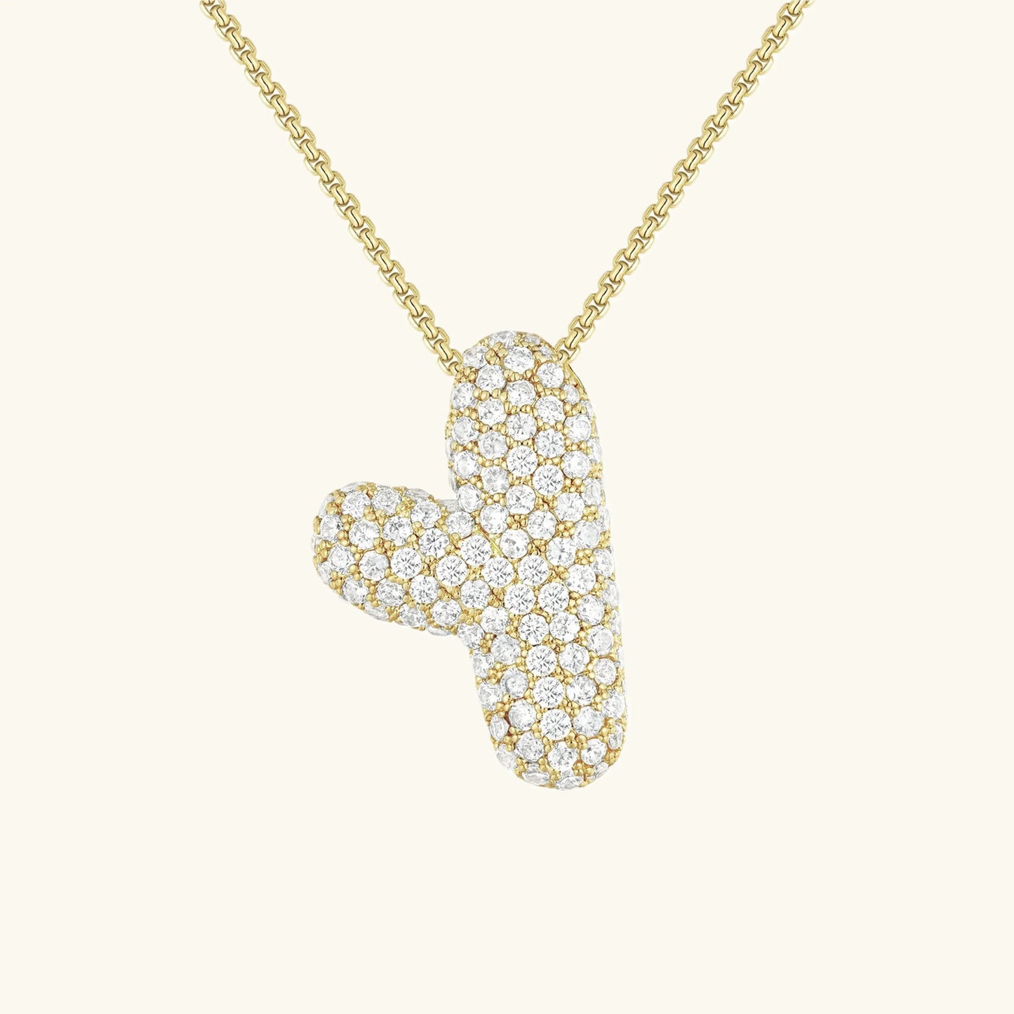 Ketting met diamant en initiaal in 'bubble'-stijl