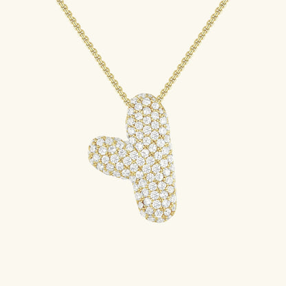 Ketting met diamant en initiaal in 'bubble'-stijl
