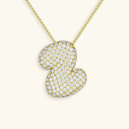 Ketting met diamant en initiaal in 'bubble'-stijl