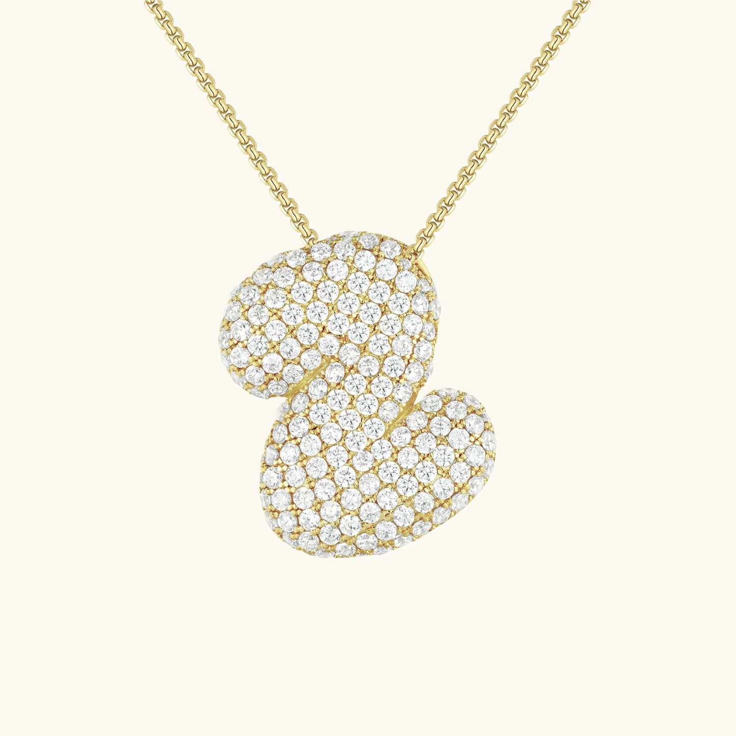 Ketting met diamant en initiaal in 'bubble'-stijl