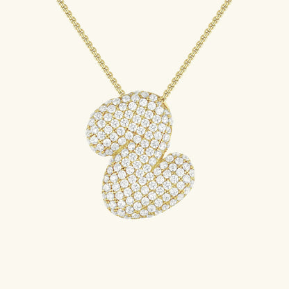 Ketting met diamant en initiaal in 'bubble'-stijl